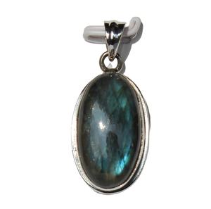 Pendentif ovale unisexe en argent sterling 925 925 pour homme serti de labradorite de glace fantaisie serti de pierres de cristal de guérison naturelles hindoues - Product Image 6