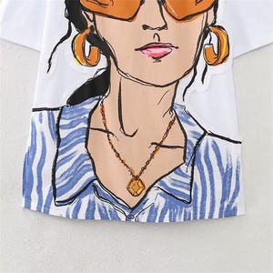 T-shirt décontracté pour femme, grande taille, écologique, 180g coton/polyester, manches courtes, coupe ajustée, col en V, avec patchs logo personnalisés, respirant - Product Image 5