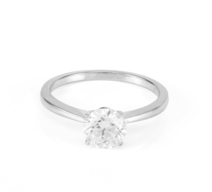 Anillo de Compromiso Solitario con Diamante Cultivado en Laboratorio, Corte Redondo, Oro Blanco, Anillo de Promesa Minimalista, Joyería Fina Clásica para Novia, Regalo - Product Image 3