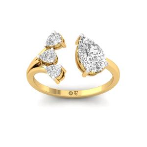 Bague Aurora Gleam en argent sterling 925 avec finition plaquée or 10 carats et diamant de laboratoire taille poire pour femme - Product Image 5