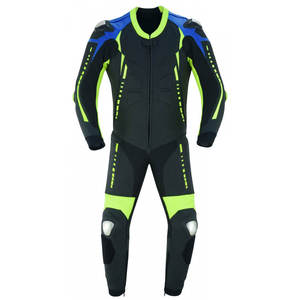 Traje de Motociclismo de Manga Larga para Hombre, en PU, Color Negro y Verde Neón, Transpirable, de una Pieza, con Cierre, para Adultos - Product Image 1