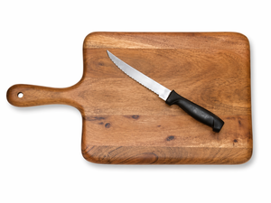 Tabla de cortar de madera de acacia premium con asa, tabla de picar de madera gruesa con bordes redondeados, apta para alimentos, multiusos para servir y cocinar - Product Image 1