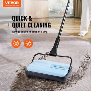 <b>Manual</b> 6.7 Inch Cleaning Width <b>Carpet</b> <b>Sweeper</b> 300ml Dustbin Capacity Easy Empty for Home Office <b>Carpets</b> Pet Hair Dust Blue - Product Image 2
