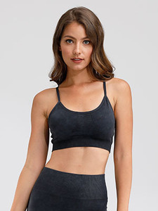 Women's Seamless Sports <b>Bra</b> Top Ribbed <b>Stretch</b> Workout <b>Bra</b> Dark Purple High Support Athletic Wear - Product Image 2