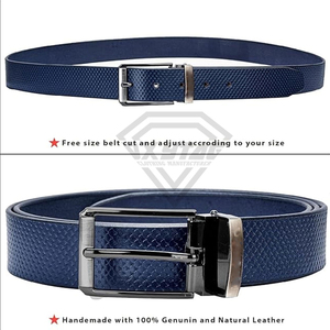 Cinturón de Cuero Genuino Texturizado Azul Marino de Primera Calidad al por Mayor para Hombre, Correa de Cintura Casual de Negocios con Grabado Personalizado de Lujo de Fábrica - Product Image 6