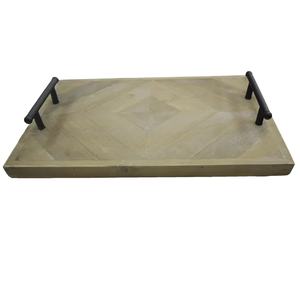 Plateau en métal haut de gamme pour la décoration de table d'hôtel, plateau de service en bois de luxe fait main, design zen tendance, multifonctionnel, Noël - Product Image 1