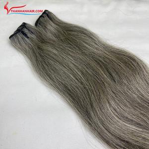 2025 mechones de cabello humano de gran oferta, gris claro Natural, recto, doble trama, proveedor de cabello virgen a precio mayorista, sin enredos - Product Image 4