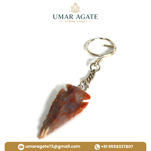Porte-clés en forme de pointe de flèche naturelle 2026, en agate gravée, pour la guérison - Product Image 4