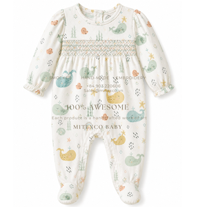 Ropa de Bebé al por Mayor: Pelele de Algodón con Bordado a Mano de Calabaza Naranja a Cuadros, Estilo Boutique para Halloween - Product Image 1
