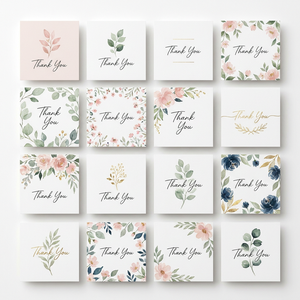 Carte de Remerciement Mini Florale à Motifs Variés pour Boutique, Insert de Commande pour Shopify, Etsy, Boutique en Ligne et Emballage Cadeau - Product Image 1
