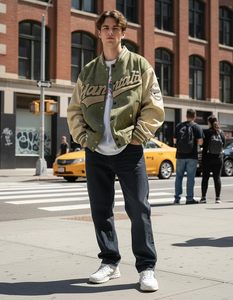 <b>Mens</b> Varsity <b>Jacket</b> <b>Suede</b> <b>Jacket</b> Vintage Bomber Coats Baseball Letterman Outfits Loose Fit Long Sleeve Tops - Product Image 3