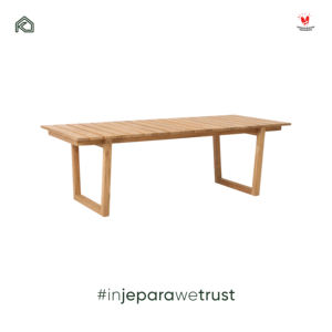 Table à manger en teck massif à lattes, mobilier de salle à manger moderne pour extérieur, patio, jardin, restaurant, villa, complexe hôtelier - Product Image 4