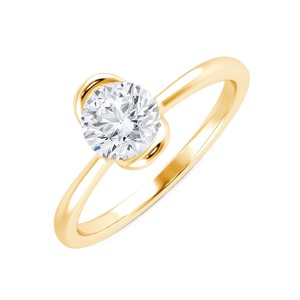 Bague de fiançailles et de mariage en or massif 10K 14K 18K avec demi-diamant rond et diamant de laboratoire rond de 0,3 carat F-VS - Product Image 2