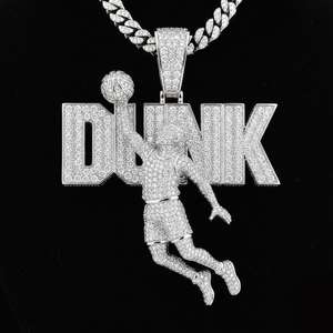 Colgante de Moissanita Personalizado con Diseño de Jugador de Baloncesto Iced Out, Acabado Hip Hop para Fiestas, con Plata 925, Joyería Fina, Colgantes y Dijes - Product Image 1