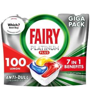 แท็บเล็ตทำความสะอาดเครื่องล้างจานแฟรี่ แพลตตินั่ม พลัส ออลอินวัน กลิ่นเลมอน บรรจุ 100 เม็ด (20 ซอง x 5 เม็ด) - Product Image 5