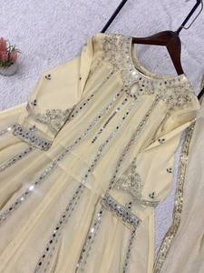 Luxury Traditional Georgette Embroidered Gown <b>Lehenga</b> Set with Real Mirror Work & Matching Dupatta for <b>Women</b> All Seasons - Product Image 5