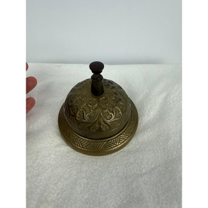 Antique <b>Brass</b> Service <b>Bell</b> Embossed Dome Call <b>Bell</b> Vintage Desk Counter <b>Bell</b> Decorative Tabletop <b>Bell</b> Hotel Restaurant Reception - Product Image 4