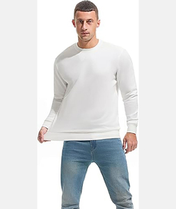 เสื้อสเวตเชิ้ตคอกลมสีขาวสำหรับผู้ชาย ผ้าฝ้าย 100% ทรงปกติ สีพื้น ลำลอง ถักทอ เหมาะสำหรับใส่ในฤดูใบไม้ร่วง - Product Image 2
