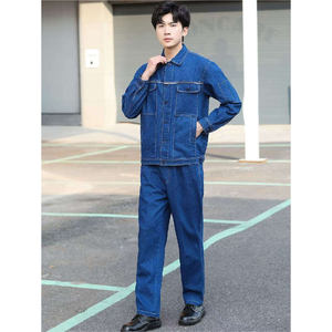 Combinaisons et vestes en denim doux pour hommes, personnalisées, pour le travail d'été, lavage foncé - Uniformes à carreaux tendance, fourniture d'usine - Product Image 3