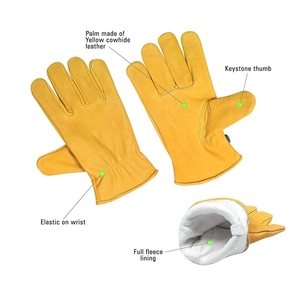 Premium Quality Heavy-Duty <b>Driver</b> <b>Gloves</b> Soft Comfortable Cowhide Grain Leather Safety <b>Gloves</b> for Gardening Abrasion Resistant - Product Image 5