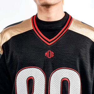 Nuevo Diseño de Camiseta de Fútbol Americano con Cuello en V para Hombre, Malla de Poliéster de 240 GSM, Estilo Deportivo Urbano, Fabricante OEM Personalizado al por Mayor, EE. UU. - Product Image 3