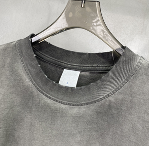 T-shirt vintage 100 % coton pour homme, personnalisable, grande taille, coupe ample avec bordure dégradée – Vente en gros - Product Image 3