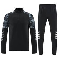 Setelan Training Olahraga Pria Musim Dingin Sepak Bola Hangat, Jaket Setengah Resleting Lengan Panjang 100% Poliester Buatan Pabrik