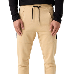 Men's Fleece Jogger <b>Trousers</b> Tapered Fit Drawstring <b>Elastic</b> <b>Waist</b> Sweatpants <b>with</b> Side Pockets Contrast Panels for Casual Wear - Product Image 1