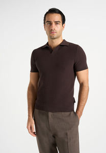 Polo en tricot pour homme, manches courtes, couleur unie, coupe classique, décontracté chic, en coton, col classique, anti-boulochage - Product Image 3