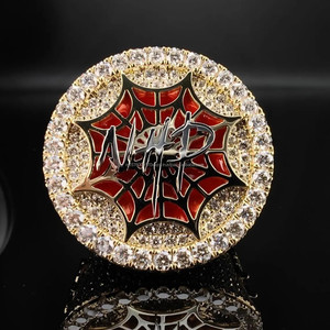 Luxury " NHP " Moissanite Diamond Statement Ring For Men Full Iced Out Hip Hop Fashion Jewelry Gold Finish - Product Image 2