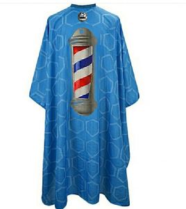 Bata de Barbero Impermeable de Poliéster Estilo Barberpole Azul Cielo con Detección de Agujas y Fusión sin Costuras Unisex - Product Image 1