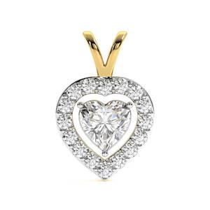 Collier pendentif halo en diamant de laboratoire en forme de cœur, or jaune 14 carats, certifié IGI, cadeau romantique pour femme, bijoux pour soirée - Product Image 1