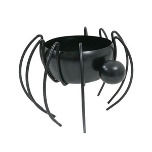Bol de service en métal mains de squelette Halloween, noir mat, avec piédestal doré, pour bonbons et centre de table fruité - Product Image 3