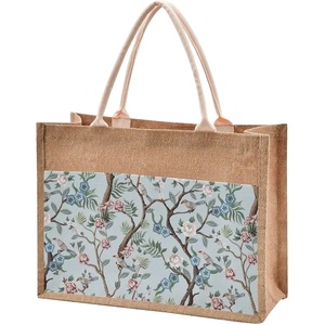 กระเป๋าถือปอกระเจาสีสันสดใสกระเป๋าช้อปปิ้งของชําสําหรับงานหนักกระเป๋าปอกระเจาผ้าลินินธรรมชาติพร้อมโลโก้ที่กําหนดเอง - Product Image 1