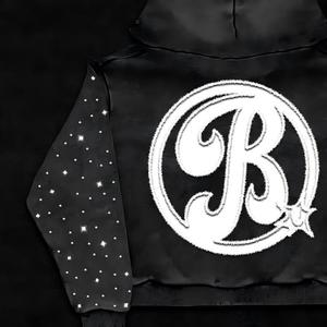 Sweat à capuche polaire 100 % coton pour homme, orné de strass, teint uni, style streetwear tendance, vente en gros - Product Image 3
