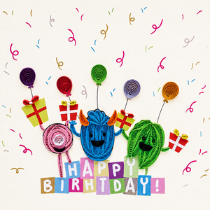 Manufacturer Wholesale Playful Monster Quilling Card Birthday Theme ODM <b>Handmade</b> <b>Paper</b> Greeting Card Vietnam Digital Printing - Product Image 1