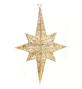 상업용 모던 친환경 금색 반짝이 크리스마스 별 트리 장식품 철제 팔각형 폭발성 별 - Product Image 3