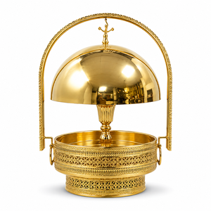 Luxury Brass Roll Top Chafer Dish Food Warmer Buffet Server Hotel Catering Chafing Dish with Lid OEM ODM Custom Manufacturer - Product Image 1