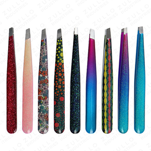Powder Coated Eyebrow Tweezers Set Custom Color Slanted Tip Professional Beauty Grooming <b>Tools</b> Wholesale OEM - Product Image 6