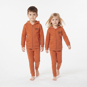 Conjunto Deportivo de Algodón Grueso para Niños, Color Naranja Sólido, Sudadera con Cremallera Completa y Pantalones Jogger, Ropa Deportiva Infantil, Tendencia 2026 - Product Image 3