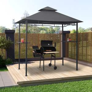 Anthracite Steel BBQ <b>Pergola</b> <b>Gazebo</b> & <b>Pavilion</b> 7.9'x4.9'x8.4' Size - Product Image 1