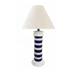 Lampes de table colonnaires à incrustation d'os Design rayé sculpté à la main chambre bureau côté coin lampe de table maison lampes de table en os décoratives - Product Image 6