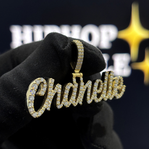 <b>Custom</b> Letter Personalized Hip Hop <b>Necklace</b> 925 Sterling Silver VVS Moissanite Iced Gold Plated Unisex Gift Yellow Gold - Product Image 5