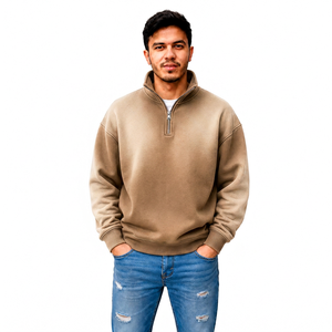Fabricante de Ropa Personalizada con Efecto Desgastado por el Sol para Hombre, con Paneles en Contraste y Cierre de Cremallera de Cuarto, Proveedor de Ropa Urbana al por Mayor, Marca Privada, OEM - Product Image 4
