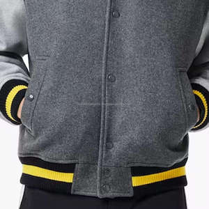 Chaqueta Varsity de Lana Más Vendida, Cuello Alto, Ligera, Resistente al Viento, Cierre de Cremallera, Colores Personalizados - Product Image 3