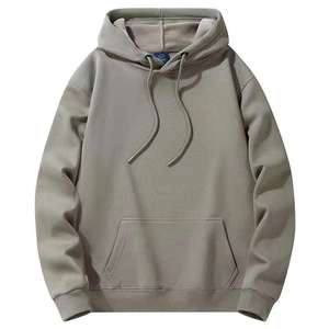 <b>Red</b> Men's Hooded Fleece Sweatshirt Regular Fit Solid Color Casual Pullover Hoodie Autumn Streetwear 100% Cotton Knitted - Product Image 2