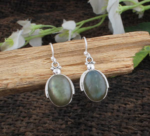 Boucles d'oreilles en labradorite bleue naturelle, argent sterling 925, pierres précieuses authentiques, pendantes, faites à la main, cadeau pour femme - Product Image 6