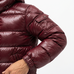 Men's Solid Color Windproof Breathable <b>Fleece</b> Puffer Jacket Hooded <b>Zipper</b> Closure Regular Length Polyester Wadding Winter Casual - Product Image 5