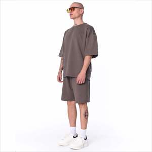 Ensemble T-shirt et short en tricot uni pour homme, vêtements de sport décontractés pour l'été, entraînement sportif - Product Image 3