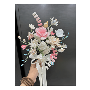 Arrangement floral de mariage écologique en coquillages naturels, fait main, décoration côtière pour mariée, thème nautique pour cérémonie de mariage sur la plage - Product Image 1